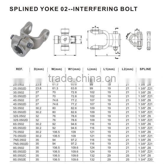 splined yoke for tractor pto shaft