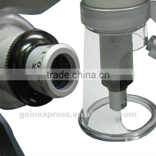 40x Mini Portable Measuring Microscope + Helicoid focusing + LED Penlight