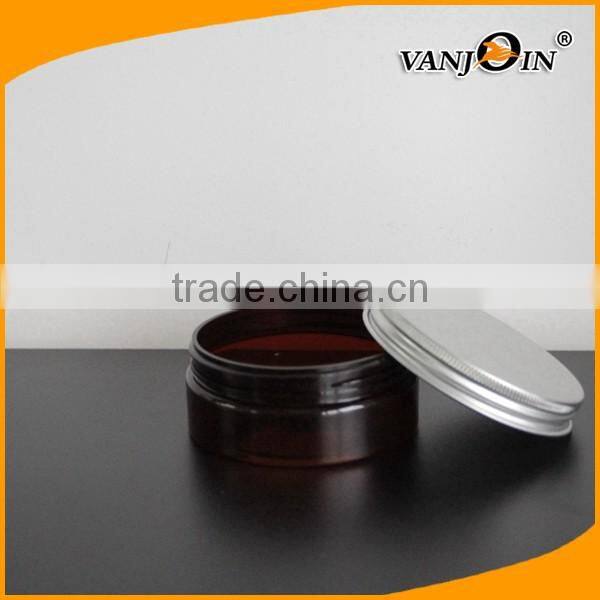 5 oz Amber Wide Mouth PET Plastic Jars with Metal Cap