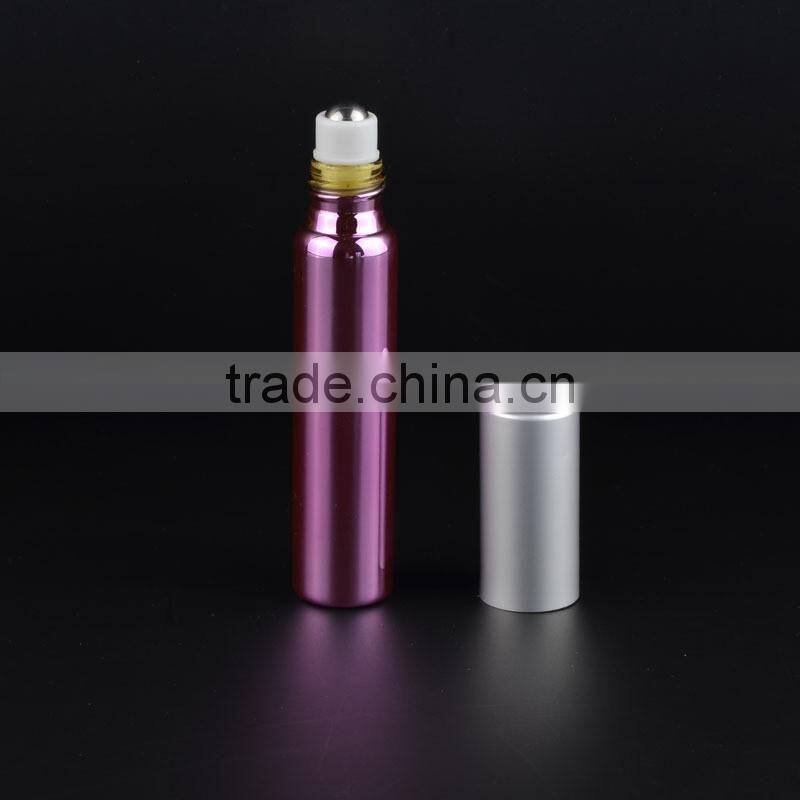 Wholesale 10ml refillable UV gel colored roll on perfume bottle, tube glass bottle, essential oil roll on glass bottles