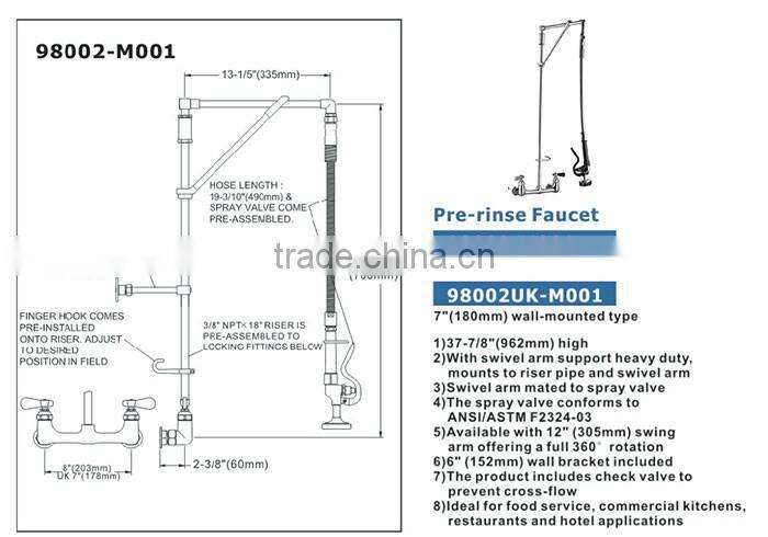 Deck Mounted Type Pre Rinse Faucet or Spray
