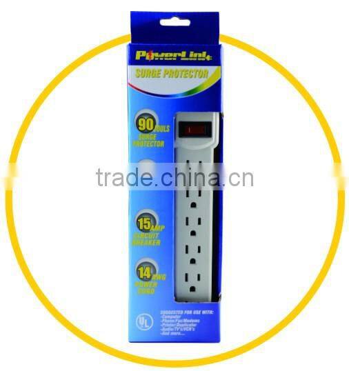 H30006 1 FT 6 Outlet Safety Surge Protector Grounded AC Wall Power Strip UL Listed