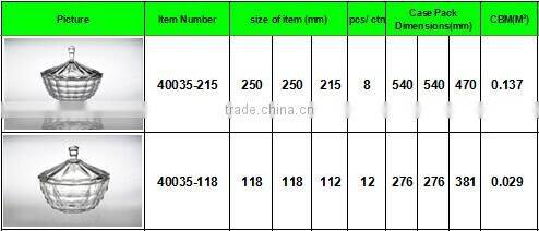 round glass candy jar with glass lid; mini candy jar for table centerpieces crystal candy jar