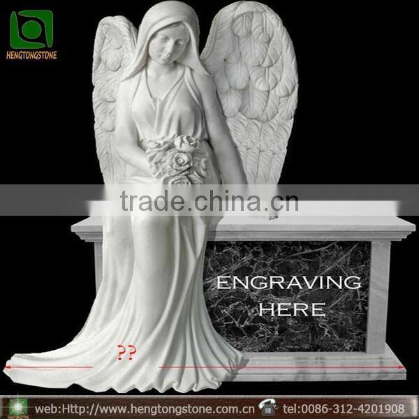 White Marble Tombstone with Angel