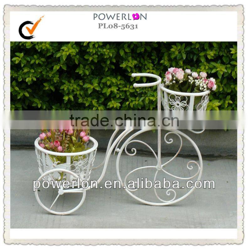 2-tier wrought iron patio decorative bicycle flower pots PL08-6645