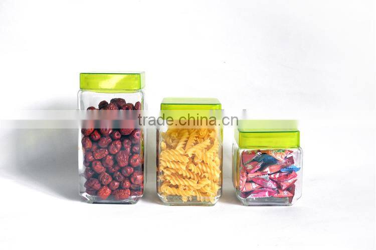 3sizes plastic lid,mini square glass candy jars