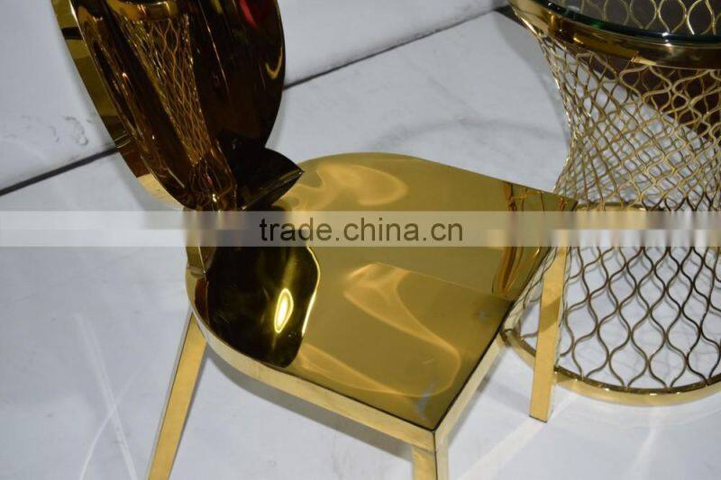LC09 modern stainless steel legs gold dining chair for wedding