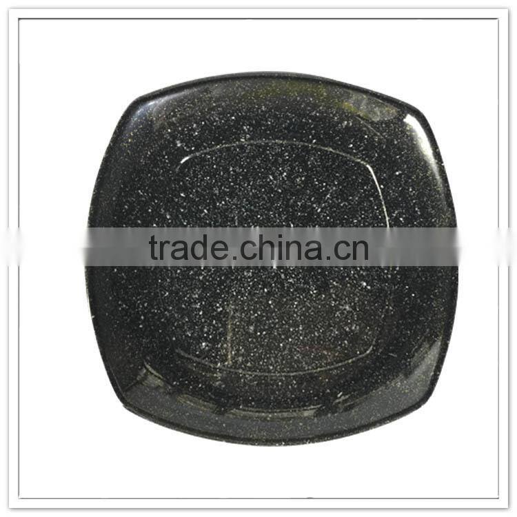 New arrival deluxe royal shining point black 8" decorative square plate with gold dust