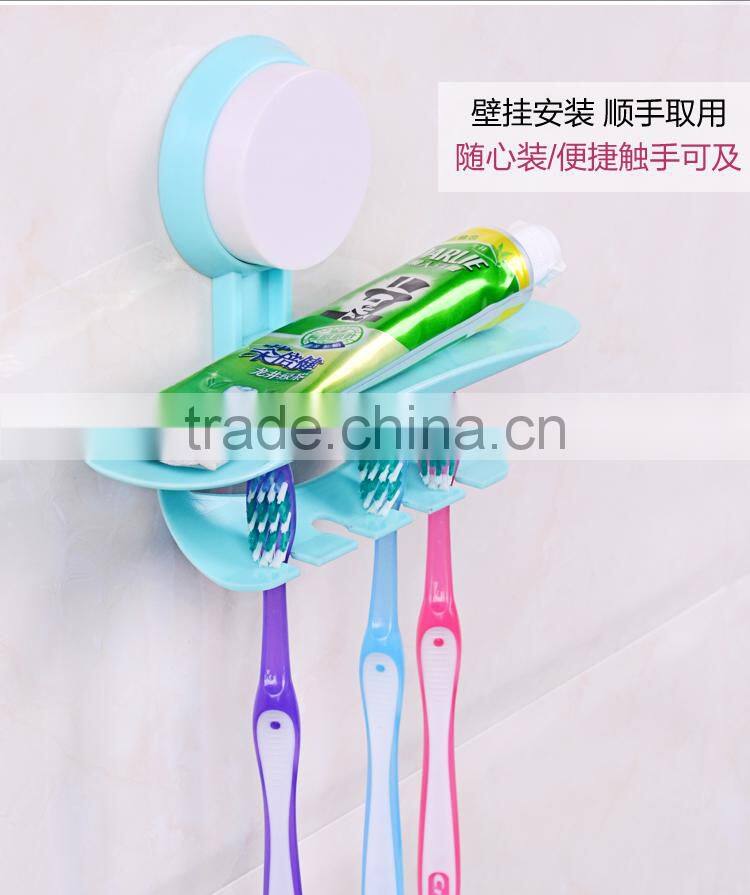 Vacuum suction cup bathroom plastic toothpaste and toothbrush holder