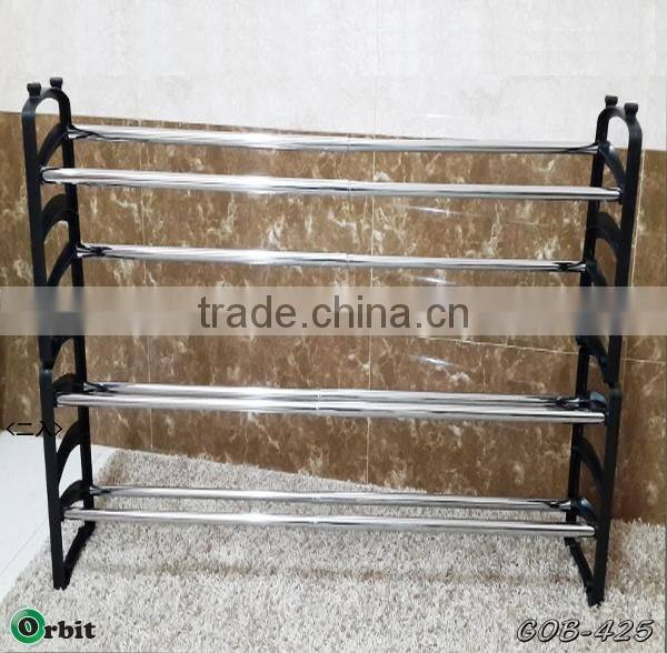 Easy to assemble stainless steel cheap plastic metal shoe rack