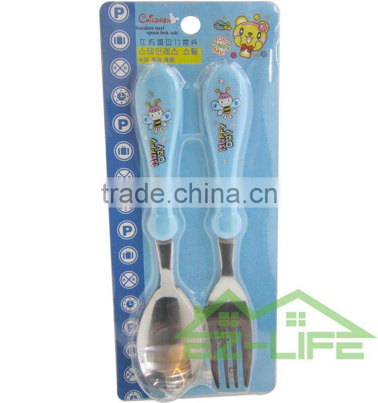 Korean cute stainless steel baby spoon and fork set