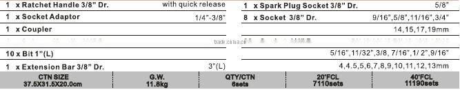 46 pcs household chrome vanadium adjustable torque wrench