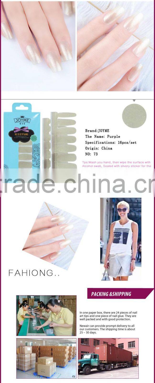 2016 Hot Sale Custom100% Real Nail Polish Strips