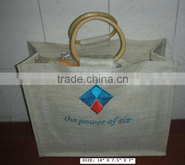 Recyclable Screen Printing Jute wine bottle bag