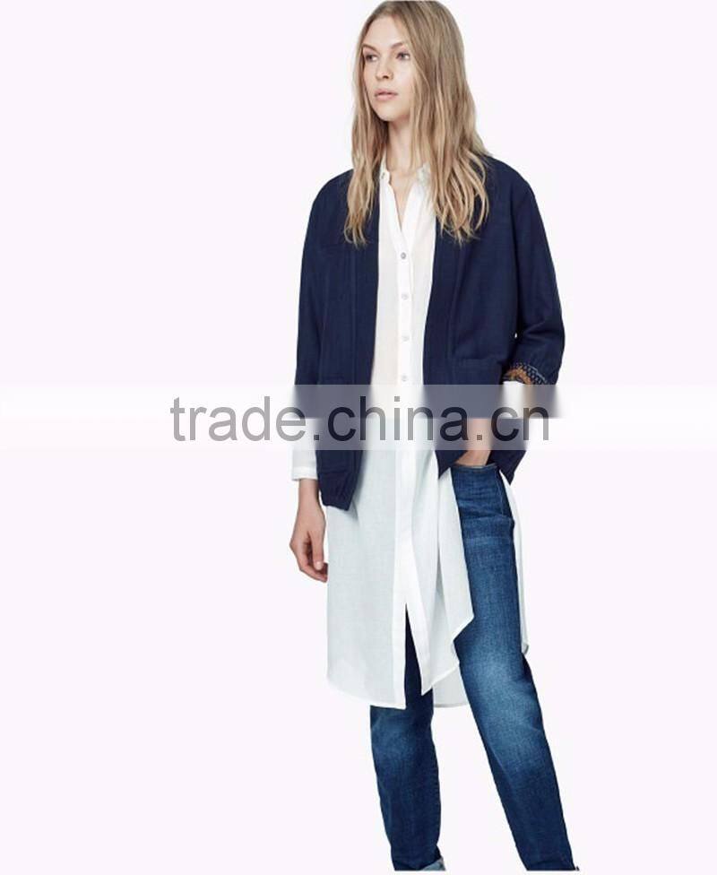 fashion welt pocket cotton jacket for women