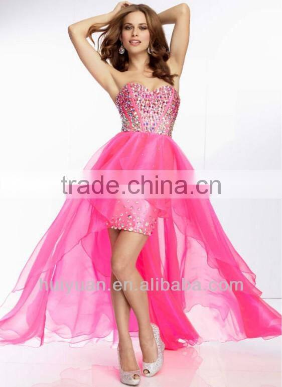 Beaded Bodice Sweetheart Front Short And Long Back Bridesmaid Dresses