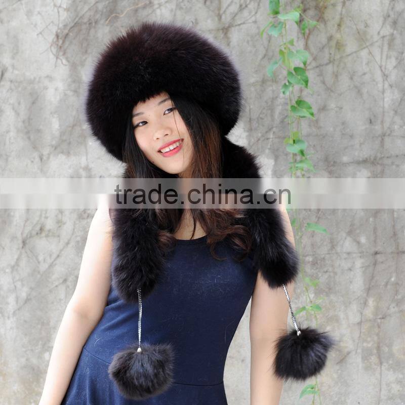 CX-C-175D Grey Fashionable Women Warm Genuine Fox Fur Women Hat