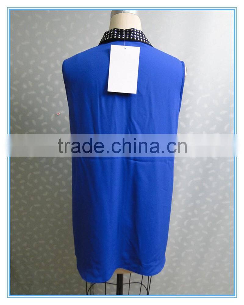 2016 Ladies Chiffon Coral Beaded Tank Top