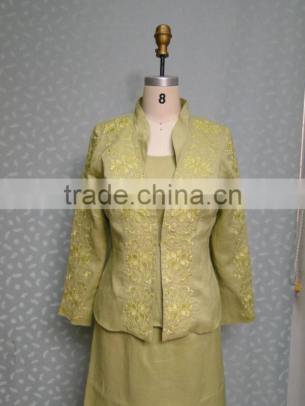 ladies office skirt suit with heavy embroidery 2015