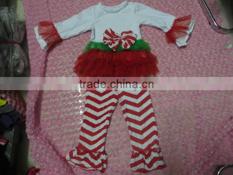 Persnickety Baby Girls Cotton Halloween Outfit Boutique Kids Yellow Stripe Long Sleevs Shirt with Brown Tripe Ruffle Pant Sets