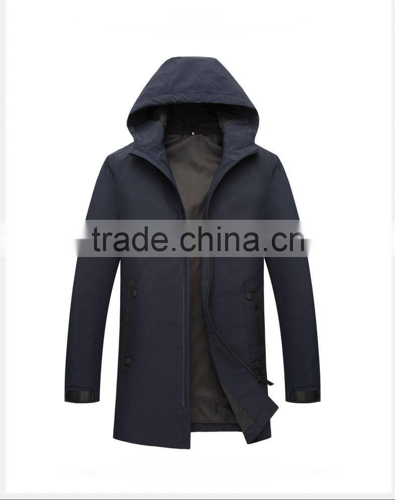 Wholesale Mens Mid Length Hoody Casual Coat Jacket With Contrast Trims