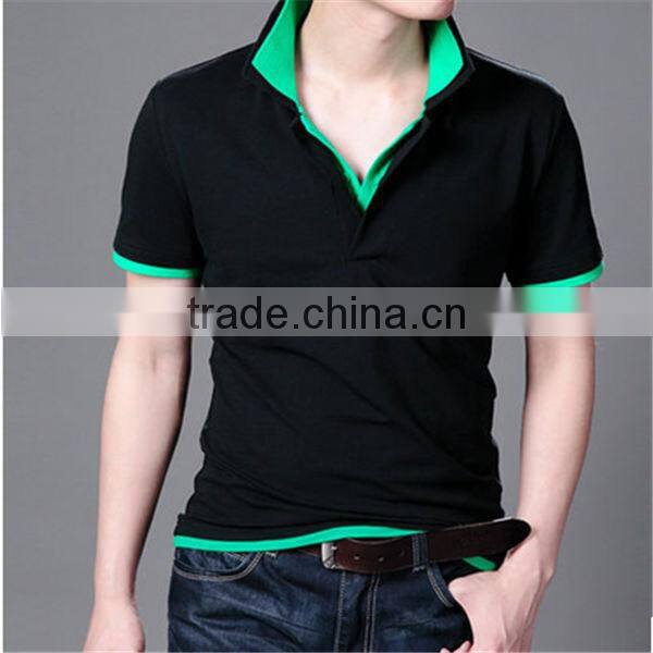 2014 Stylish Turn-Down Collar Color Matching Man's T-Shirt