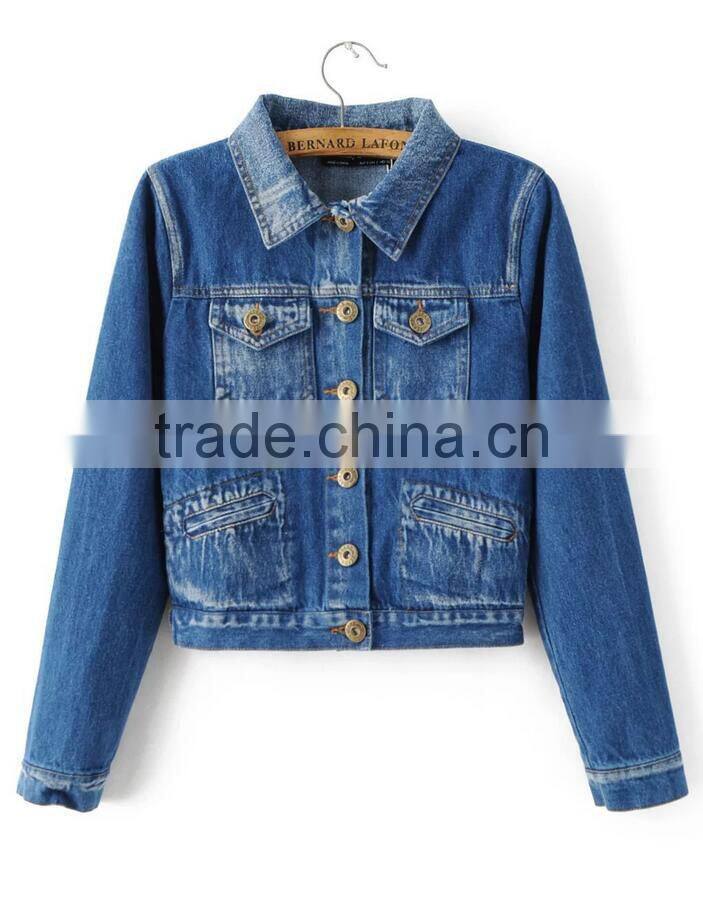 Runwaylover EY1013C Hot Sale 2016 Women Fashio Washed Denim Jackets