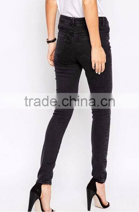 Runwaylover wholesale factory price jeans high waist cotton fabric women skinny denim jeans