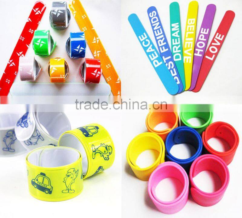Custom logo printed reflective slap wrap slap band wristband