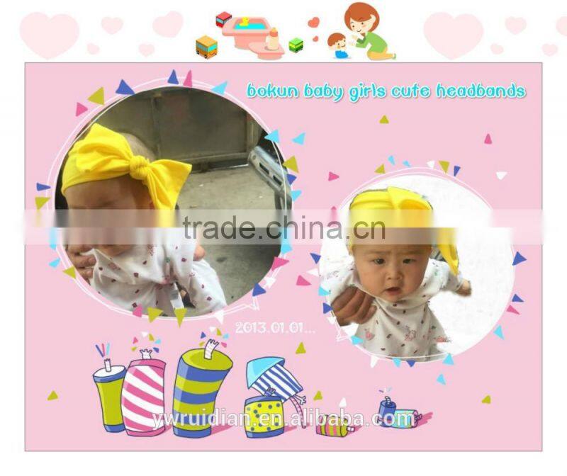 Hot sale kids bright color hairwear chiffon cotton bowknot headband children baby craft hairband