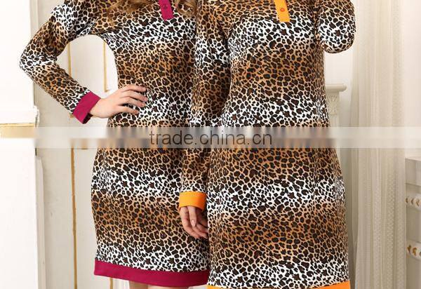 OEM winter design leopard custom pajamas cotton women nightgowns