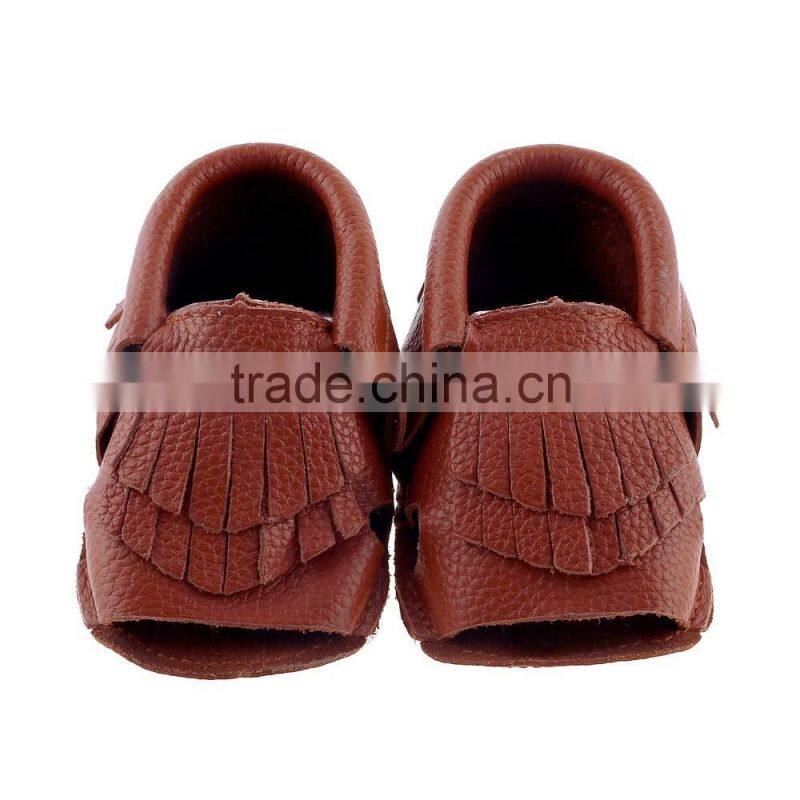 100% cow leather baby summer fringed moccs