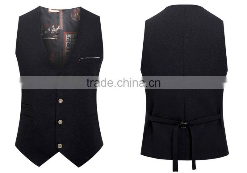 Stylish Classical Chest Pocket Suit Vest / Slim Fit Suit Vest/Back Textured Belt Suit Vest T161208