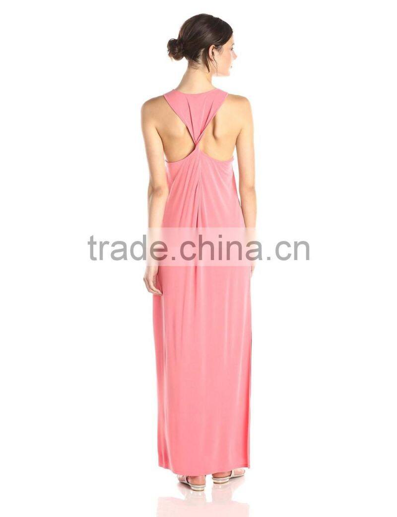 Women's Twisted Back Tank Cotton/Spandex Long Maxi Dress