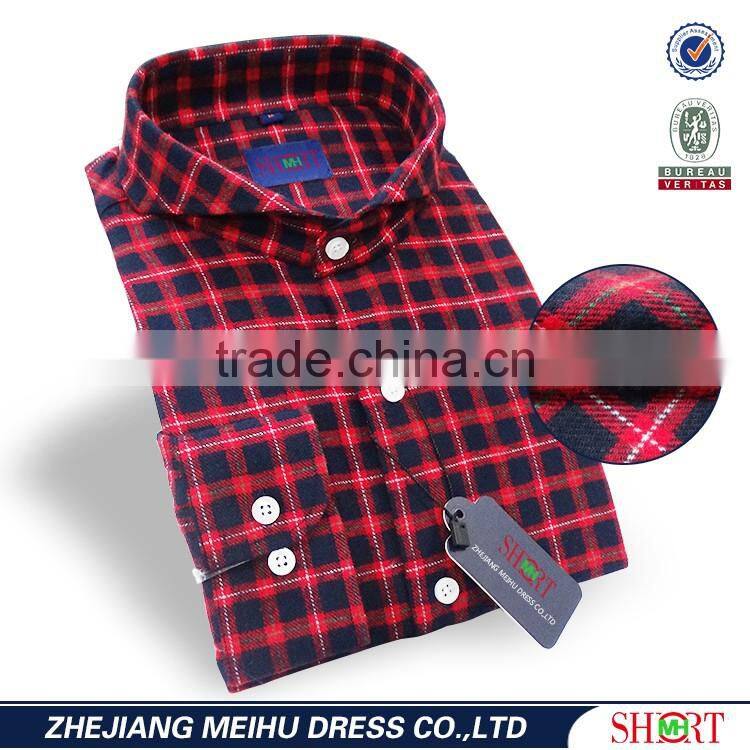 Latest custom flannel shirt for men red black checks mens dress shirts