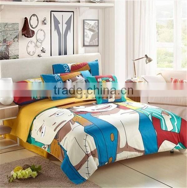 Hot anime One Piece bedding set hot selling model, One Piece 3D Zoro design cotton bedding set, best gift for boys