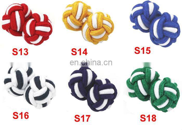 High Quality Multicolor Silk Knot Cufflinks Elastic Cuff links Fabric Cufflinks