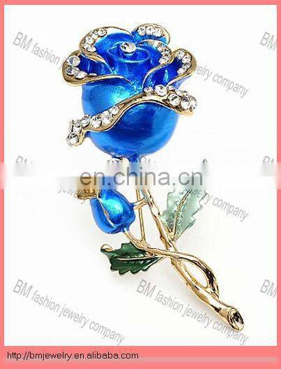hot sale gold metal red rose flower brooch jewelry
