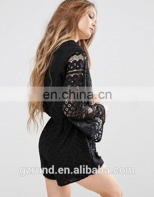 Original Factory Wholesaler China Supplier USA Market Romper, High Fashion Design Black Sexy Tularosa Lace Up Women Romper