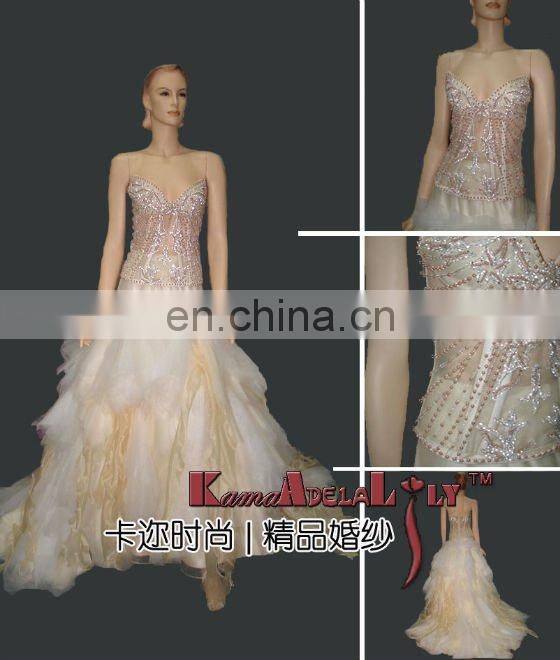 EB718 Exotic Crystal bodice delicate beading Wedding dress two pieces fluffy bridesmaid dress