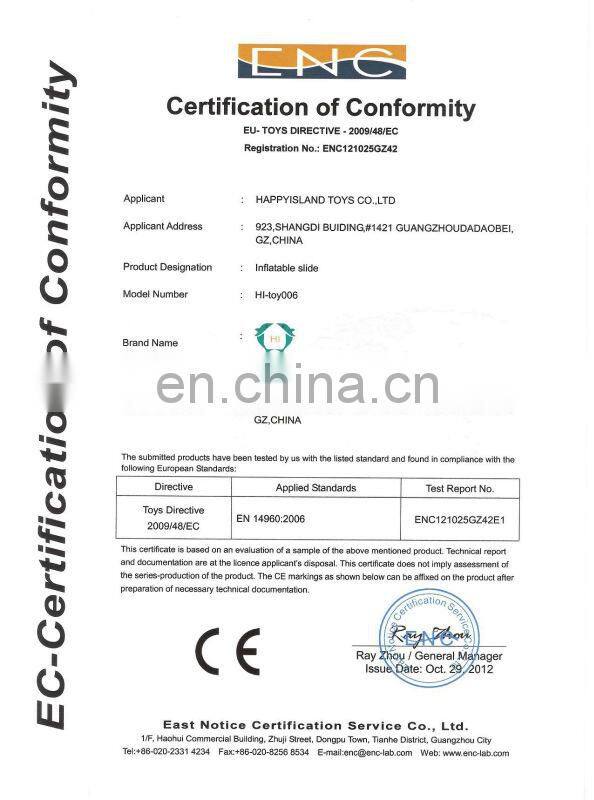 HI EN 14960 giant inflatable slide inflatable slide for sale