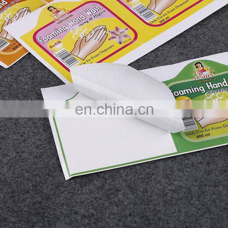 Direct factory manufacture customized plastic cleanser essence self adhesive sticker lebel for kitchen cleaner label