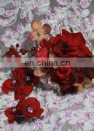 Aidocrystal red wedding hairpiece hair flower bridal hair clip handmade rhinestone headpiece hair accessories