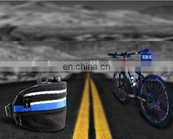 Hot sale colorful bike light with bag outdoor pouch bicycle seat bag cheap glowing bike bag