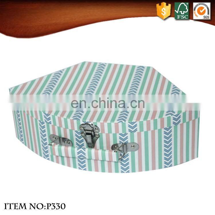 Kids barbie doll cardboard paper suitcase with metal lock