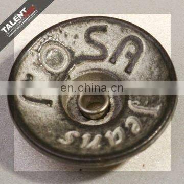 custom private brand name logo metal jeans wear anti-brass buttons