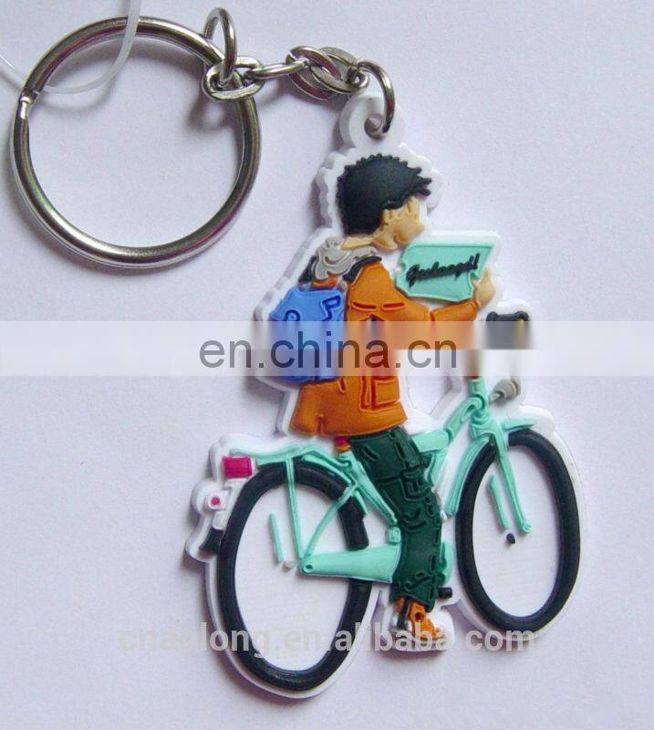 lovely girl and boy custom made soft pvc keyring,plastic keychain