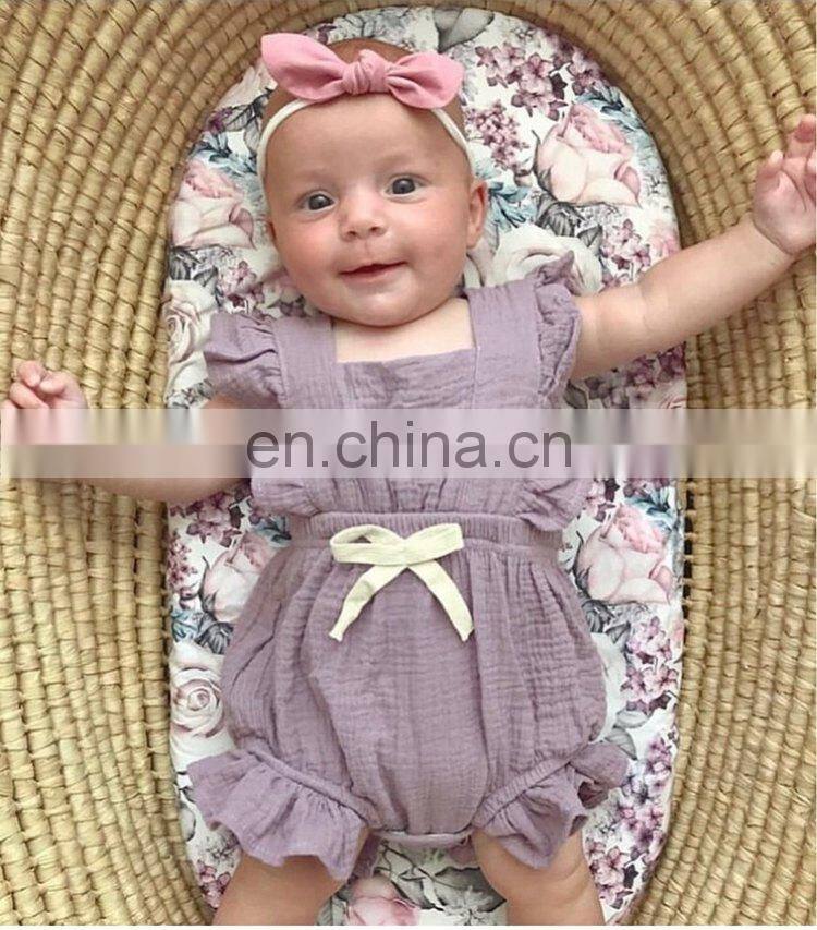 2019 summer New Design Baby Girl Summer Romper Bodysuits Cotton Flutter Sleeve Romper Outfits Clothes