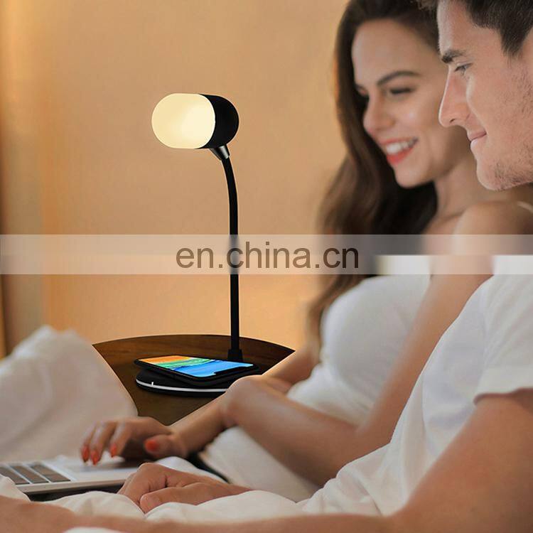 2020 amazon LED touch wirless phone charging bedside lamp music bluetooth speaker bedeside lamp living room decoration