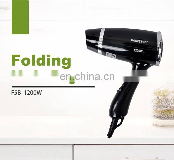 Honeyson hotel 1200W black plastic material hot and cold hair dryer